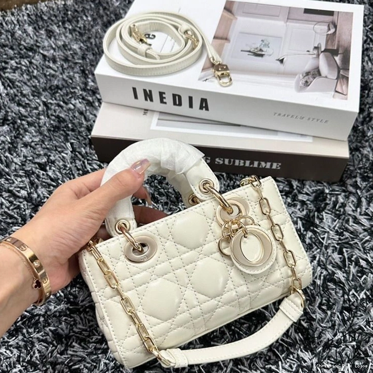 Cheap Micro Lady Lambskin Cannage D-Joy White Bag 0709 Luxury